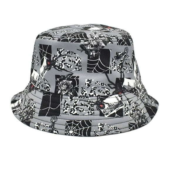 Yanyanz Bucket Hats for Women, Men And Women Casual Summer Printed Outdoor Flat Top Sunshade Bucket Hat, Hat Gray M