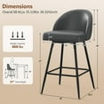 thumbnail image 3 of JULY'S SONG Counter Height Bar Stools with Back Sets of 4, 360°Swivel Upholstered Barstools with Metal Legs, 27" Seat Height Bar Stool for Kitchen Island, Faux Leather in Grey, 3 of 6