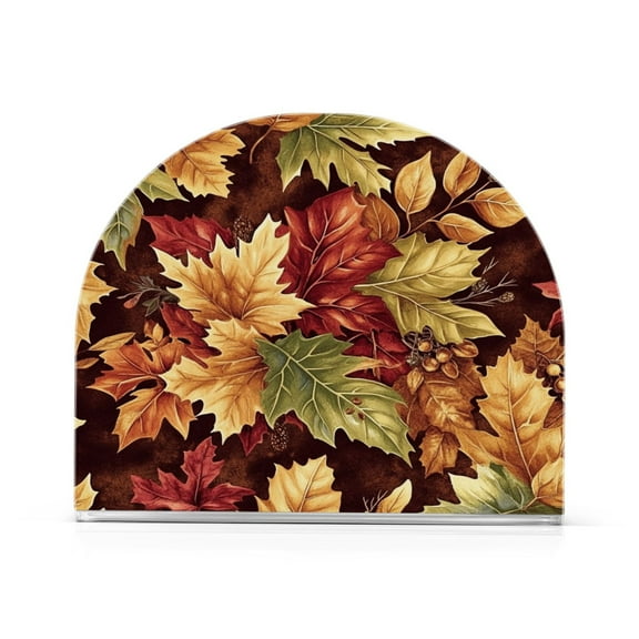 Pumpkin and Leaves Thick U Shape Acrylic Napkin Holder Non Slip Space Saving for Kitchen