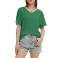 thumbnail image 4 of Womens Casual V Neck T Shirts Short Sleeve Loose Fit Summer Flowy Tops Tees, 4 of 6
