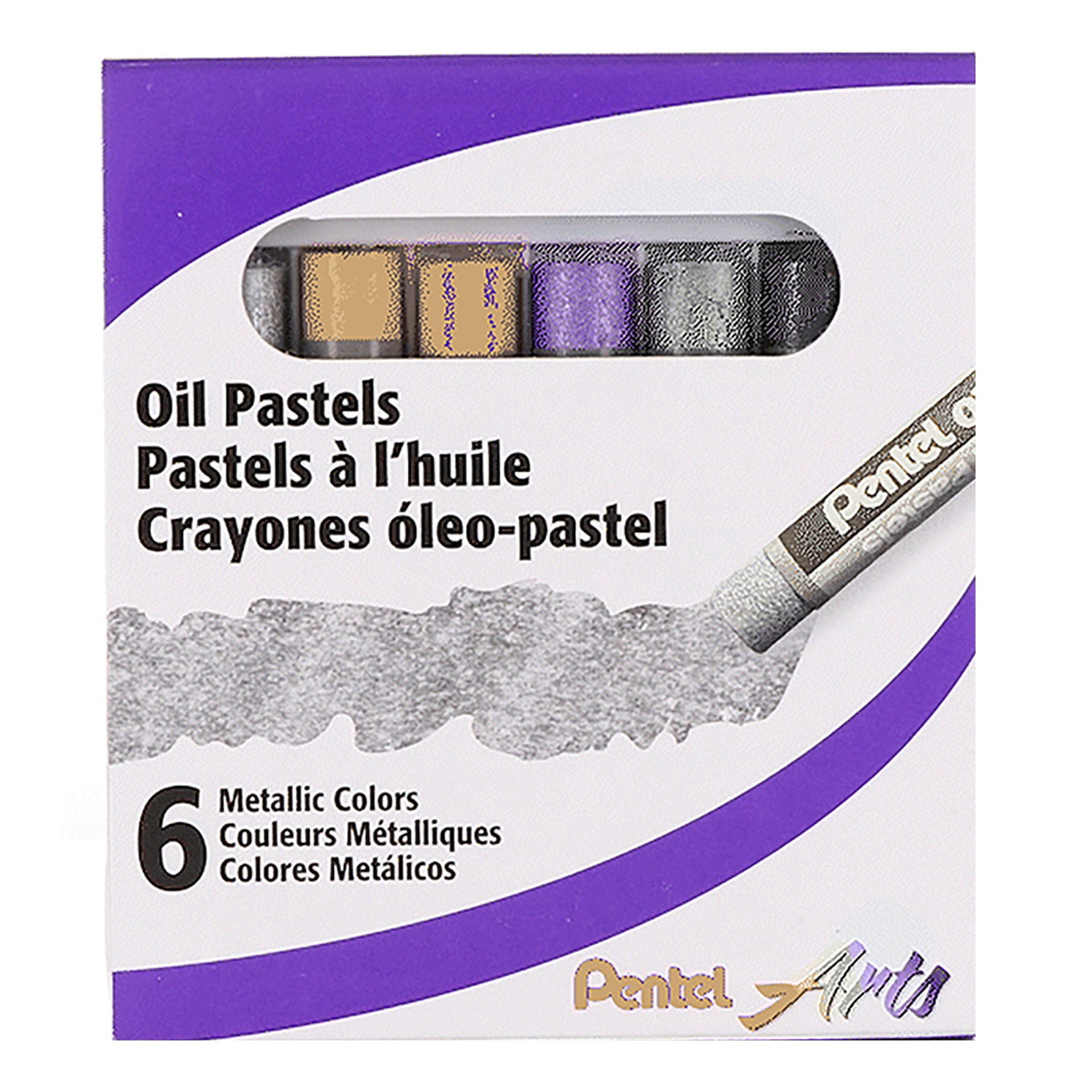 Pentel Arts Oil Pastels, Metallic, 6 Per Set, 6 Sets