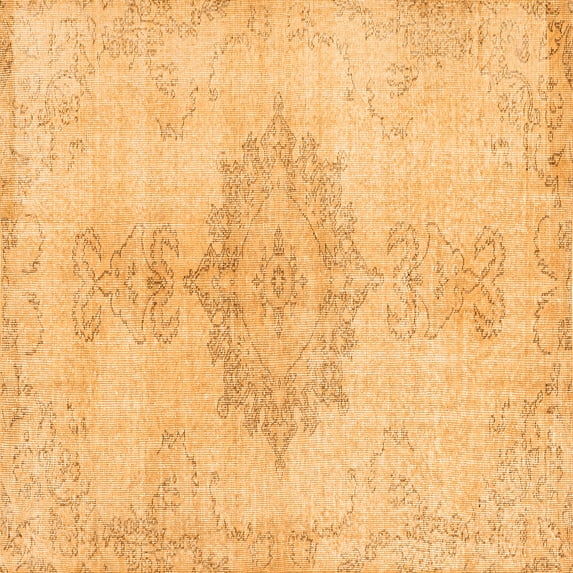 Ahgly Company Indoor Square Abstract Orange Contemporary Area Rugs, 3' Square