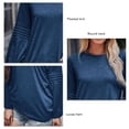 thumbnail image 4 of Mujer Top Color Puro Cuello Redondo Poliéster Manga Larga Punto Plisado Otoño Camiseta Para El Trabajo Diario Azul L, 4 of 5