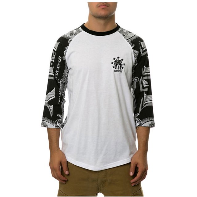 Born Fly - Camiseta gráfica para hombre con diseño de raglán de Indianápolis, color blanco, talla mediana