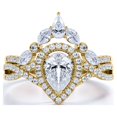 thumbnail image 3 of JeenMata 1.75 Carat Pear Cut Moissanite Bohemian Wedding Set - Infinity Engagement Ring with Art Deco Wedding Band in 10k Yellow Gold, 3 of 8