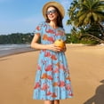 thumbnail image 4 of Vsdgher Flamant Rose pour Femmes Été 2025 Robes Midi Maxi Décontractées Légères Manches Courtes Col Rond Robe de Plage, 4 of 6