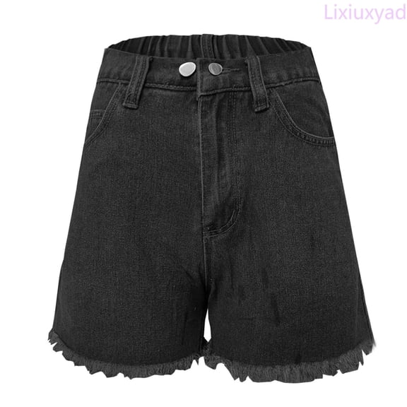 Lixiuxyad Summer Denim Shorts Summer New Versatile Denim Shorts Hot Pants,Black L