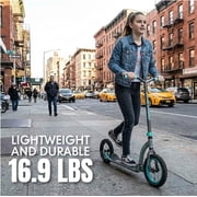Large Kick Scooter for Adults & Teens – 12 Spoked Air Tires, 300lbs, Tall Bars, Wide Deck, Kickstand – Madd Gear Metro Urban Glide 300