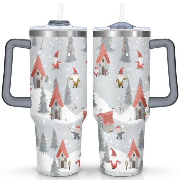 Christmas Gift 40 Oz Coffee Tumbler with Handle Stainless Steel Winter Snowflake Coffee Travel Mug Modern Cafe Tumblers for Holiday Accessories Camping Outdoor for Women Men Friend Dad
