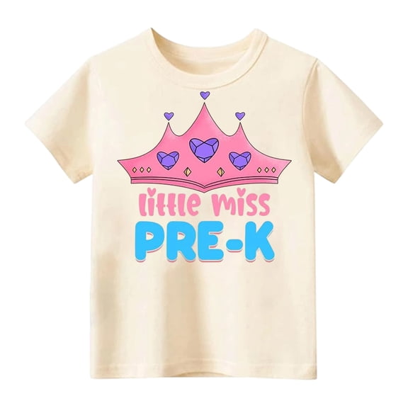 Byoo Girls Summer Cute T Shirt Little Miss Pre K Letter Print School Short Sleeve Tshirt Soft Pullover Top