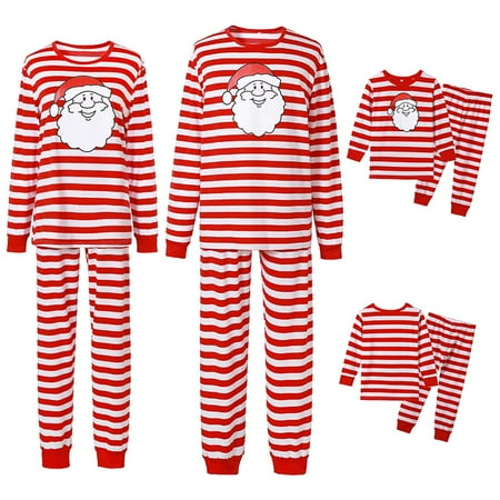 

Christmas Family Pajamas Outfits Mom Dad Kids Pajamas Striped Nightgown Top with Merry Christmas Print Pants Sleepwear Loungewear