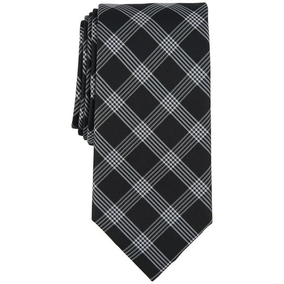 Michael Kors Mens Lombard Check Tie Black One Size Necktie