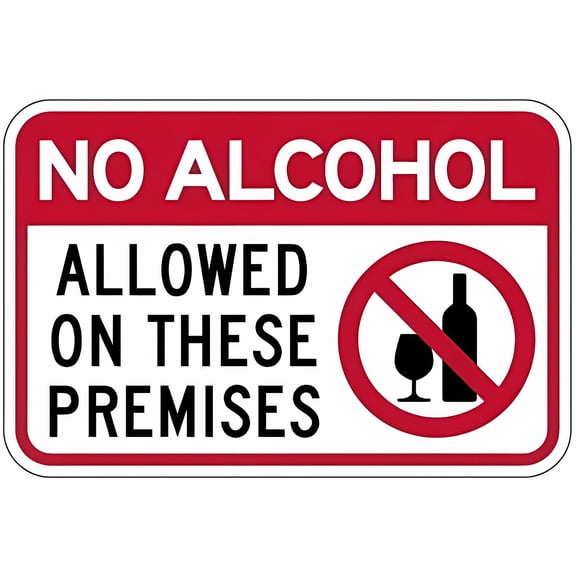 Warning Plaque Wall Decor NO Alcohol Allowed On These Premises - 8"x12" Aluminum Metal Tin Road Sign for Business, Home