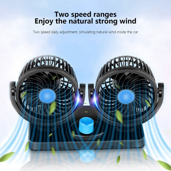 12V Car Cooling Fans, 2 Speeds Dual Head Car Fan, 360° Rotatable, Powerful Car Fans Blow Cold Air, Portable Car Fans for Vehicles, SUV, RV, Boat