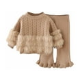 thumbnail image 2 of ATOGUTA Sweater and Pants Set for Women Long Sleeve Button Knit Pullover Sweater Top and Wide Leg Pants Sweatsuit Size 1T-8, Brown, 2 of 5