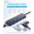 thumbnail image 2 of USB Hub Acer 4 Ports USB 3.0 w/ USB C Power Port 2ft Cable, 2 of 8