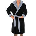 thumbnail image 1 of Men Hooded Fleece Dressing Bathrobe, 1 of 2