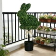 thumbnail image 3 of Cadancy Easter Bunny Topiary Artificial Boxwood Potted Plants Indoor Outdoor Spring Home Decoration Farmhouse Front Door Porch Patio Decorations, 3 of 6