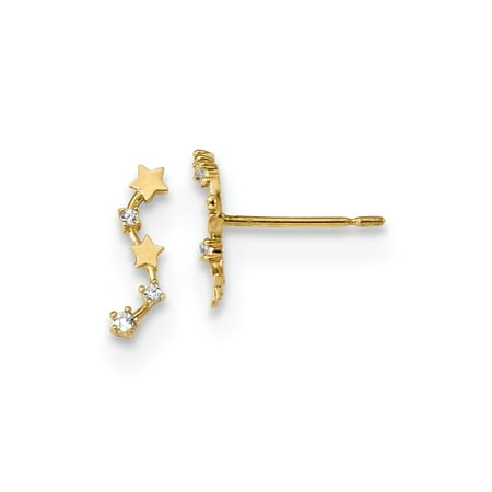 Roy Rose Jewelry 14K Yellow Gold Madi K Curved Stars CZ Post Dangle Earrings