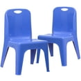 thumbnail image 3 of Emma + Oliver 2 Pack Blue Plastic Stackable School Chair with Carrying Handle and 11"H Seat, 3 of 14