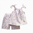 thumbnail image 4 of KPOPLK Summer Toddler Baby Girl Clothes 2 Piece Sleeveless Tank Tops and Shorts Sets Girls Cute Outfits(12-18 Months,Purple), 4 of 4