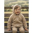thumbnail image 5 of Miaouyo Girl Boys Hooded Plush Jacket Adorable Solid Color Bear Ear Long Sleeve Zipper Up Outerwear, 5 of 9