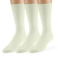 thumbnail image 1 of EMEM Apparel Men's Big and Tall King Size Casual Soft Ribbed Cotton Knit Classic Mid Calf Crew Dress Hosiery Socks 3-Pack Ivory 2X-Large, 1 of 4