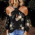 thumbnail image 2 of Camisas Para Mujer Moda Fuera Del Hombro Ocio Manga Larga Estampado de Flores Tops Odeerbi ODB129697, 2 of 7
