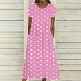 thumbnail image 2 of Vestido Casual Pantalones para Mujeres Vestido de Cuello Alto Cintura Elástica Cuello en V Manga Corta Polka Dot Cuello Redondo Top, 2 of 5