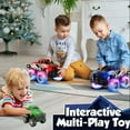 thumbnail image 4 of JoyX 4-Pack Light Up Monster Trucks with LED Tires – 2 Push & Go + 2 Mini Pull-Back Cars, Kids Toy Gift Set, 4 of 14