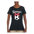 thumbnail image 2 of Wild Bobby, Cute Soccer Mom Ribbon Soccer Ball Gift Sports, Mother's Day, Women Graphic T-Shirt, Black, 2XL, 2 of 3