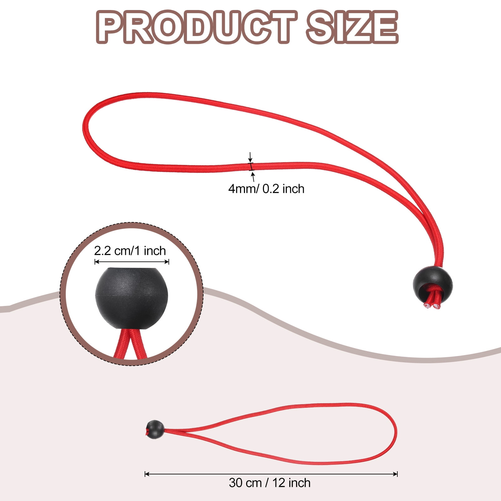 4" Balls Bungee Cords, 60 Pcs Bungee Cords with Balls Elastic Tarp Tie Downs for Tents(Black)