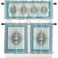 thumbnail image 2 of Kitchen Curtains Set, Blue Crab Nautical Kitchen Curtains and Valances Set, Ocean Coastal Geometric Rod Pocket Tier Curtains 24 Inch Length for Cafe/Bedroom Windows, 2 of 6