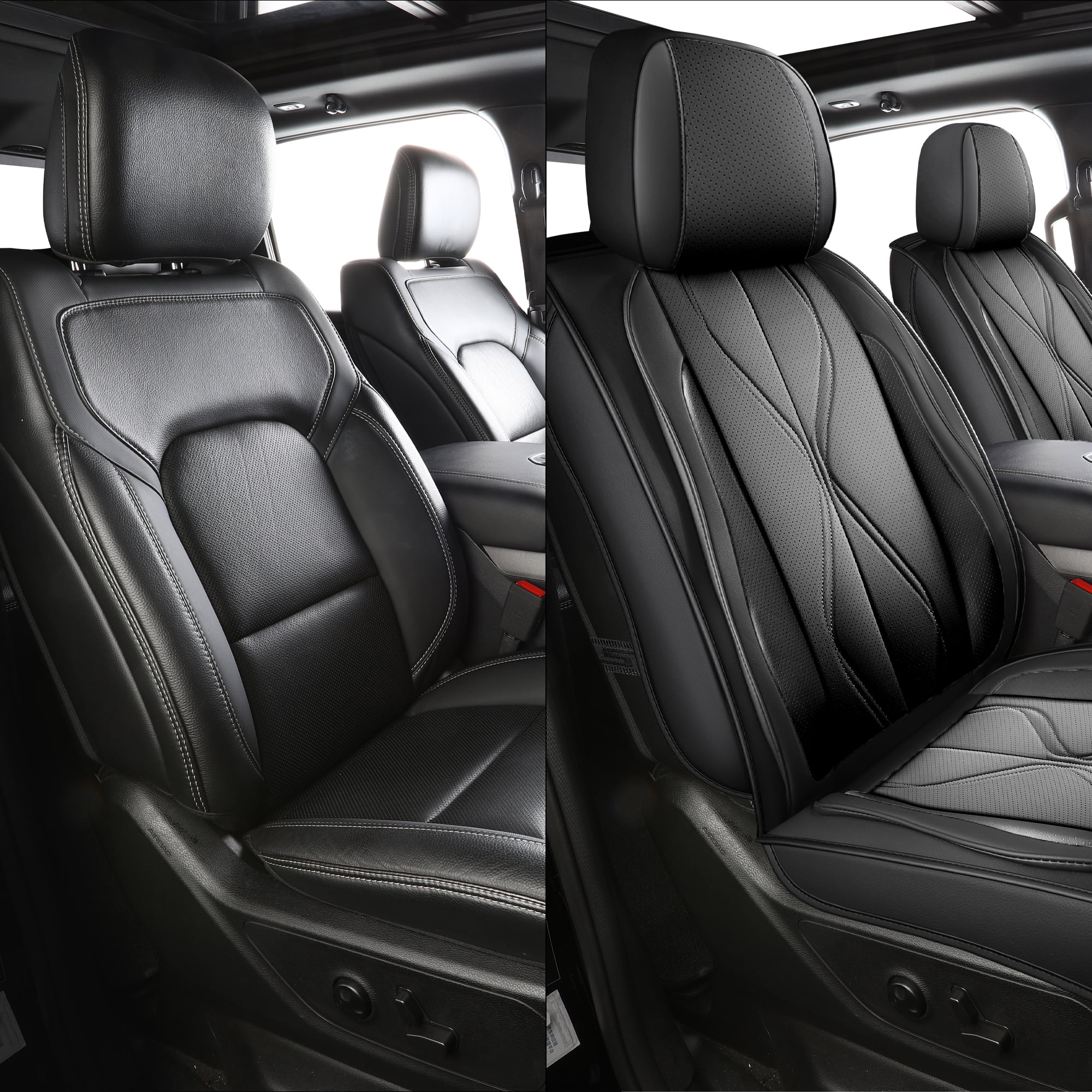 LINGVIDO F-150 Waterproof Faux Leather Automotive Seat Covers Fit for Ford 2009-2026 F150 F250 F350 F450 Super Duty Crew Cab XL XLT Lariat King Ranch Platinum
