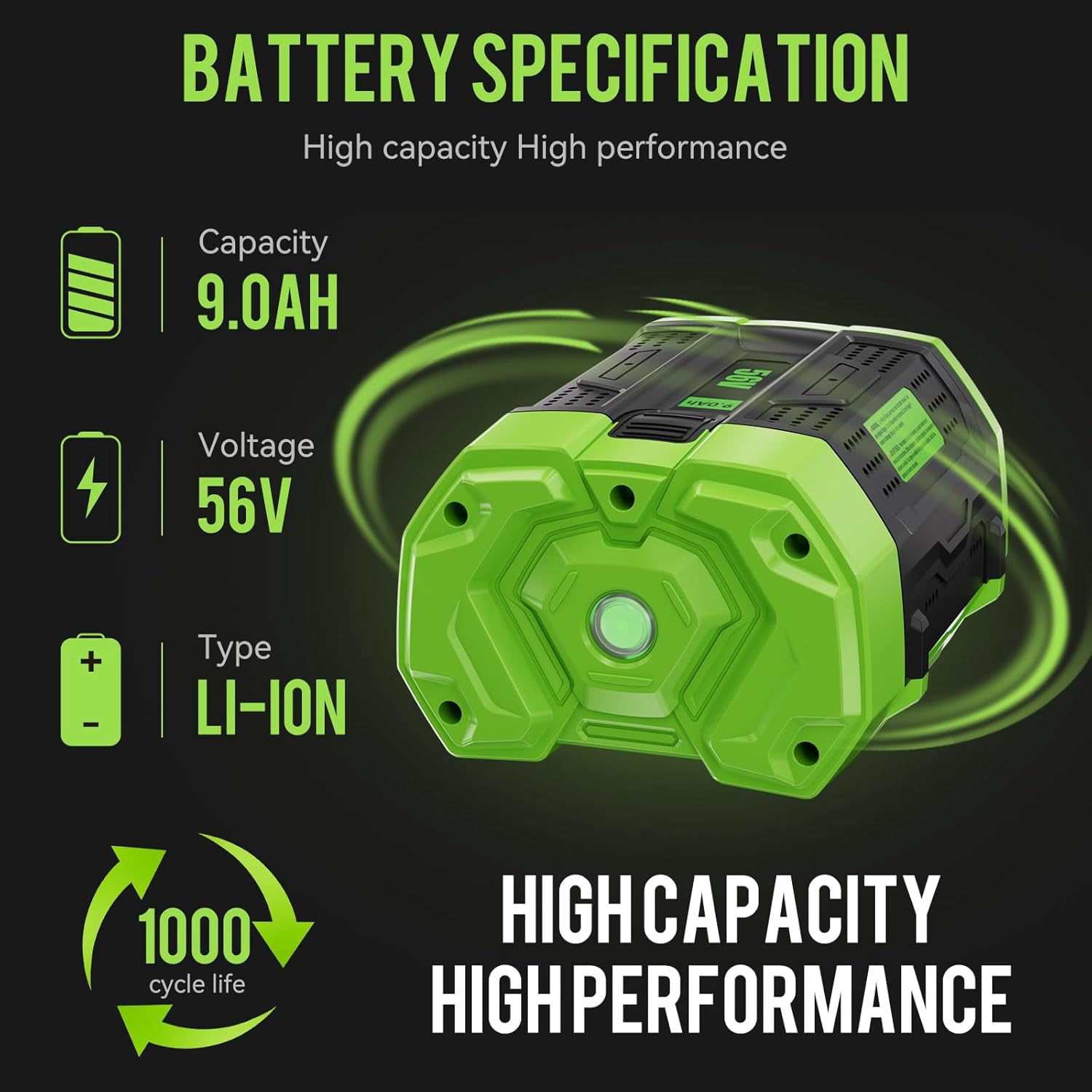 BA4200T 9.0Ah Replacement for EGO 56V Battery Power+ Tools BA1400T BA2800 BA2800T BA4200