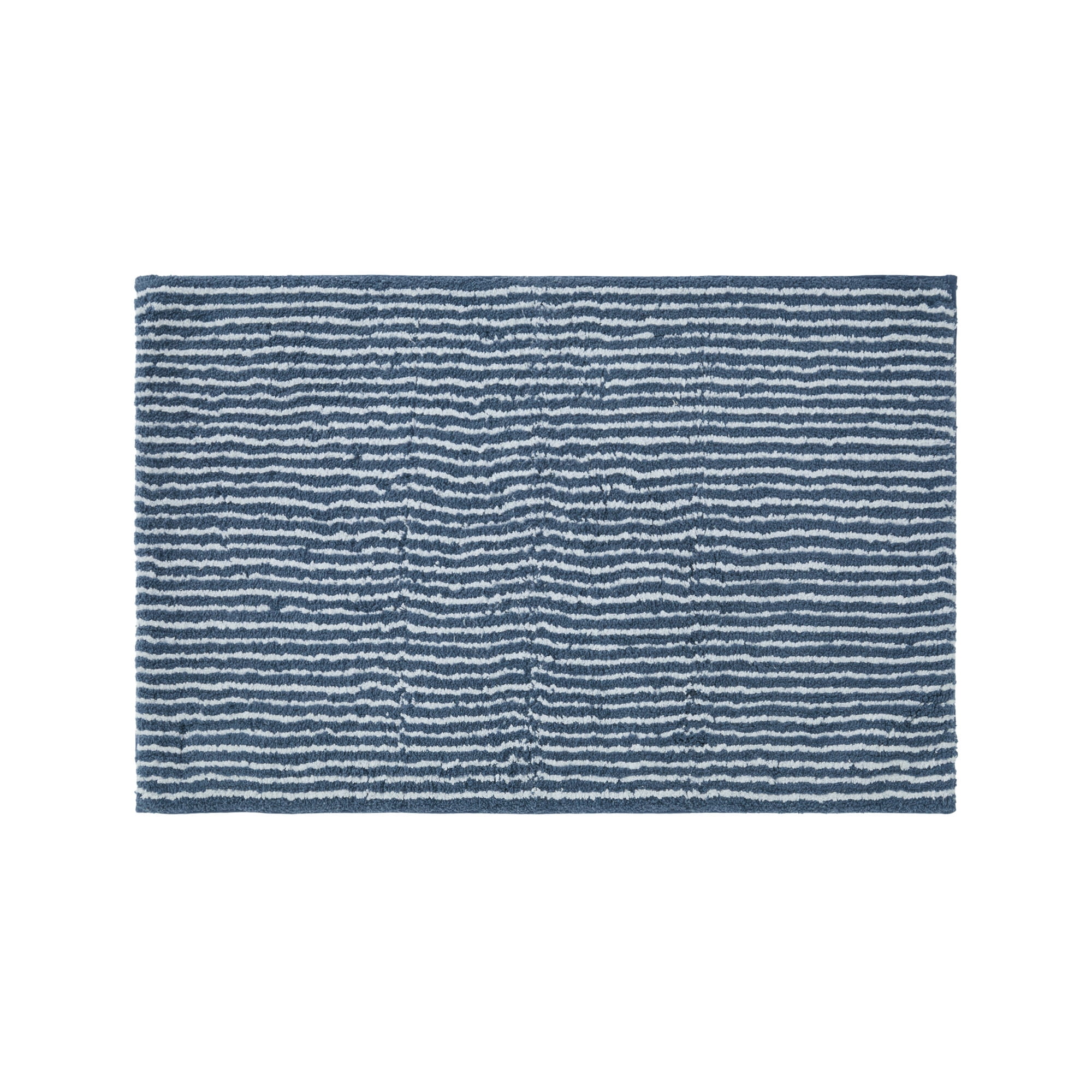 Noble Linens Pinstripe Cotton Bath Mat, 34 in x 21 in, Navy