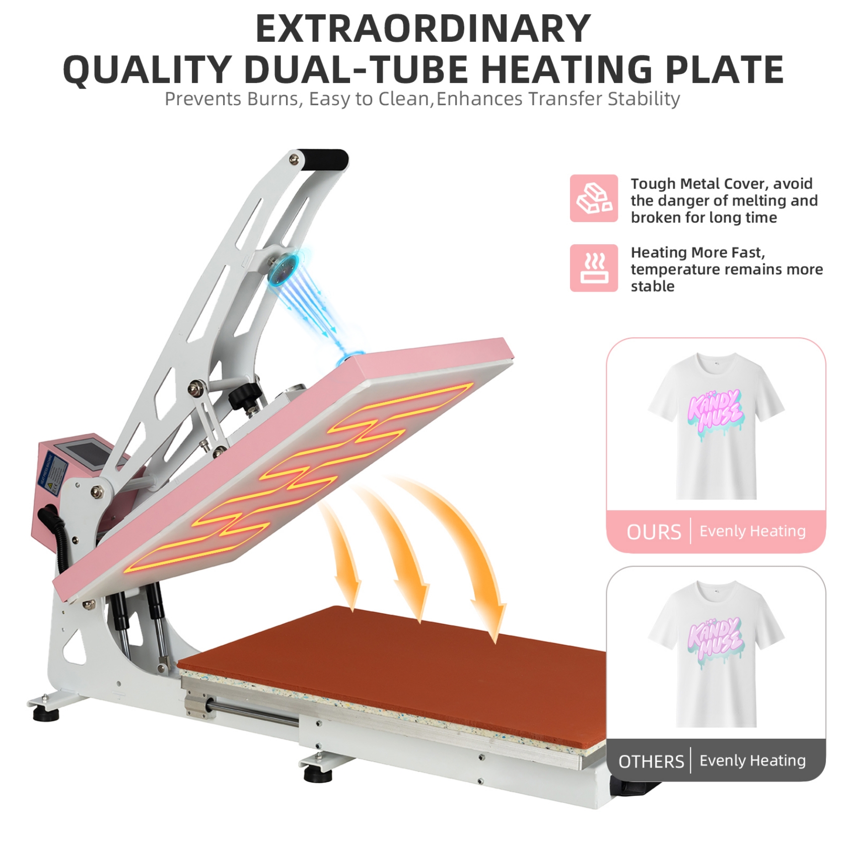 16”x24” Heat Press Machine, Semi-Auto, for T Shirts, Garments, Bags, Textiles, Curtains, Perfect for POD & Home DIY & Business Customization