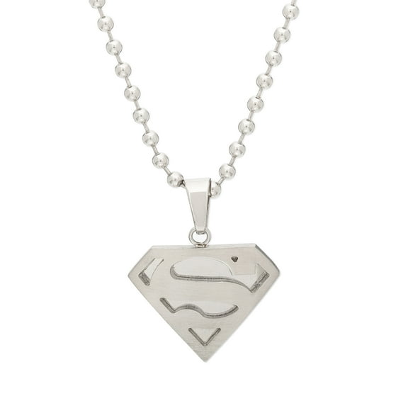 DC Comics Superman Men's Stainless Steel Logo Pendant, 22"