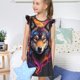 thumbnail image 4 of Balery Colorful Wolf Head Camisón de princesa para niñas, pijama de algodón con mangas abullonadas, suave y bonito.-XX-Large, 4 of 6