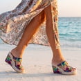 thumbnail image 4 of BLISSFUL STEP Women's Colorful Printed Hollow-out Platform Peep-Toe Slip Sandals Purple 8.5, 4 of 5