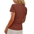 thumbnail image 5 of Uootdi Casual Tops for Women Square Neck Button Front Short Sleeve Tees Soft Breathable Fitted Everyday Fashion Blouses Gift, 5 of 6