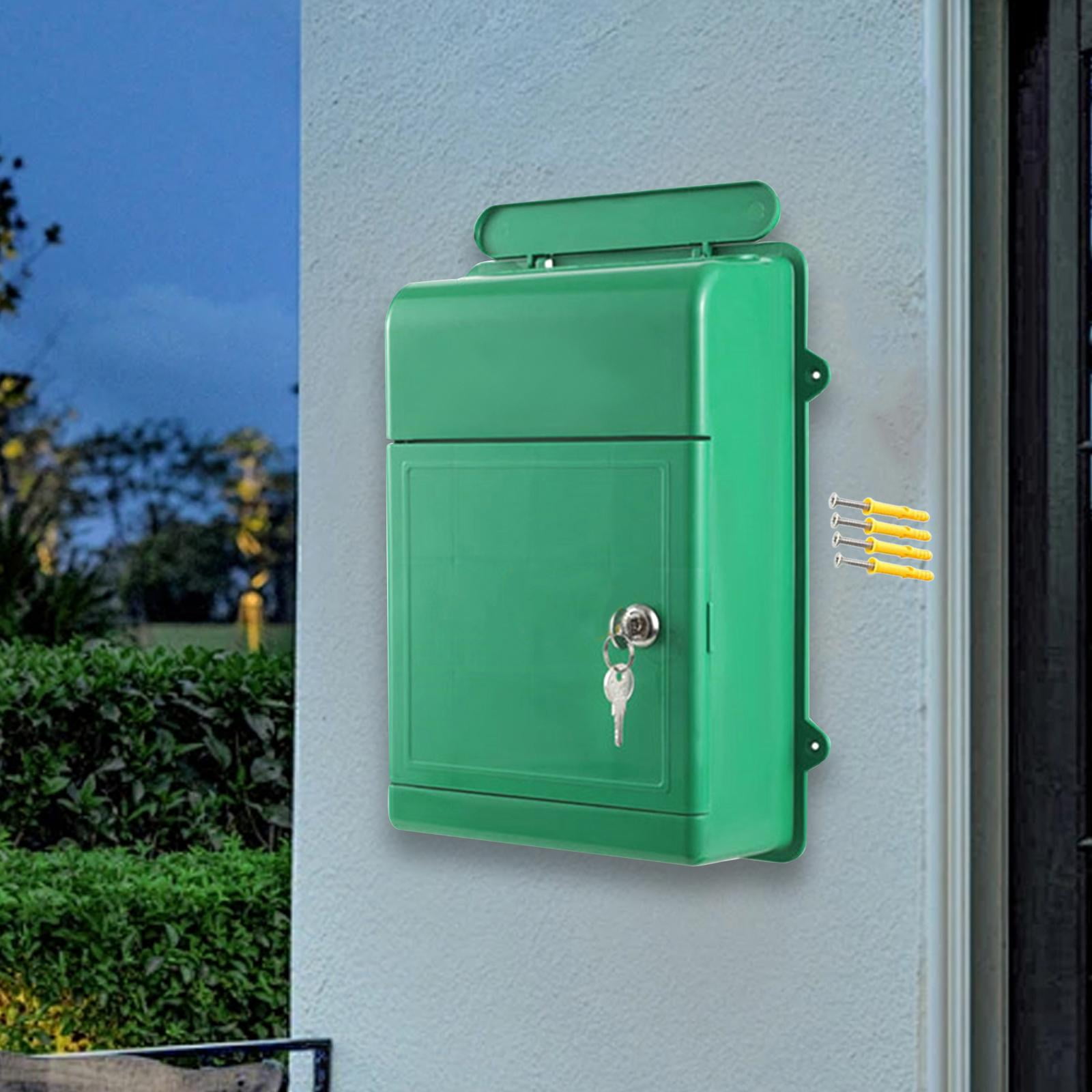 Baoblaze Wall Mount Mailbox Back Hollow Letter Box for Office Building Outdoor Street Green