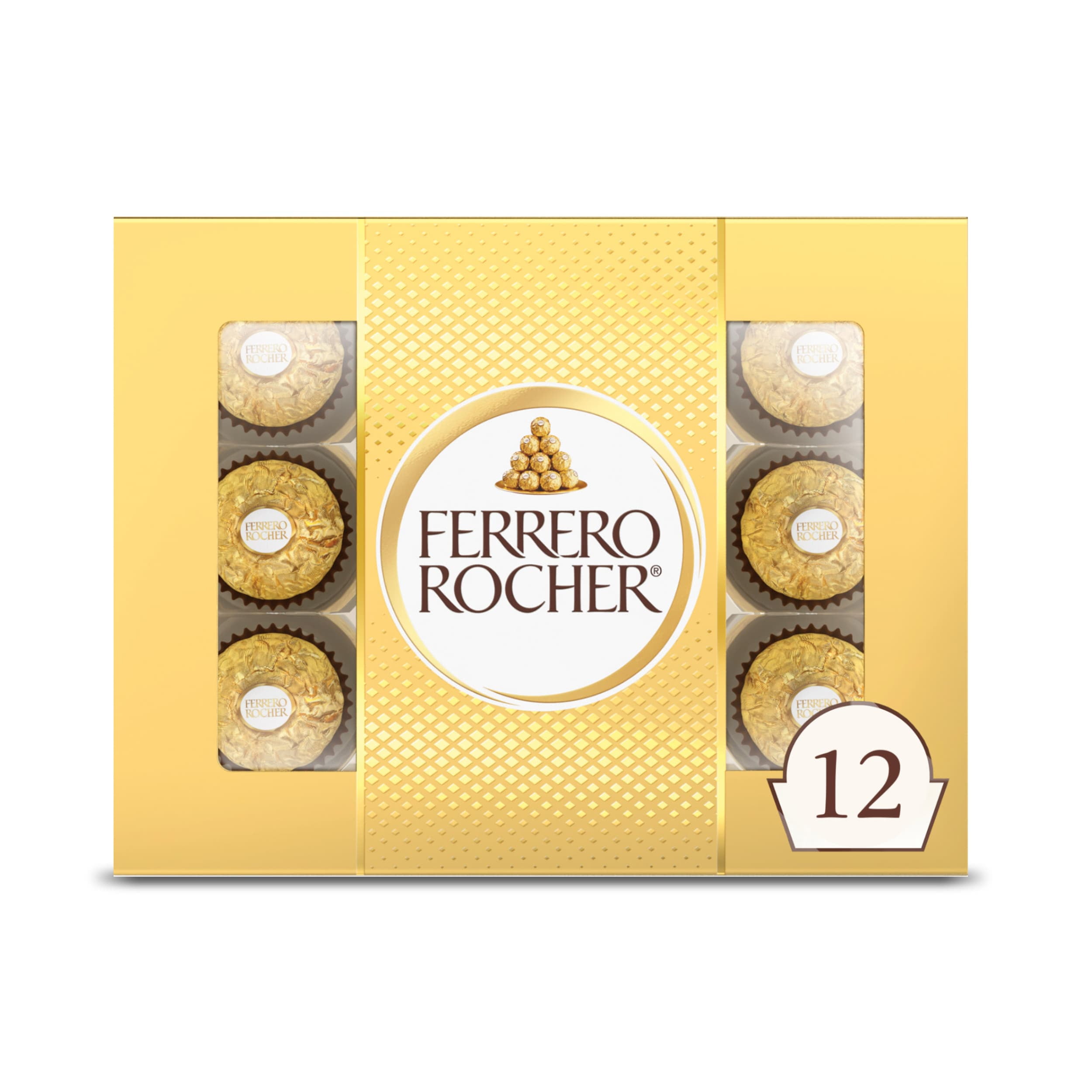 Ferrero Rocher Premium Gourmet Milk Chocolate Hazelnut, Individually Wrapped Candy for Gifting, 5.3 oz