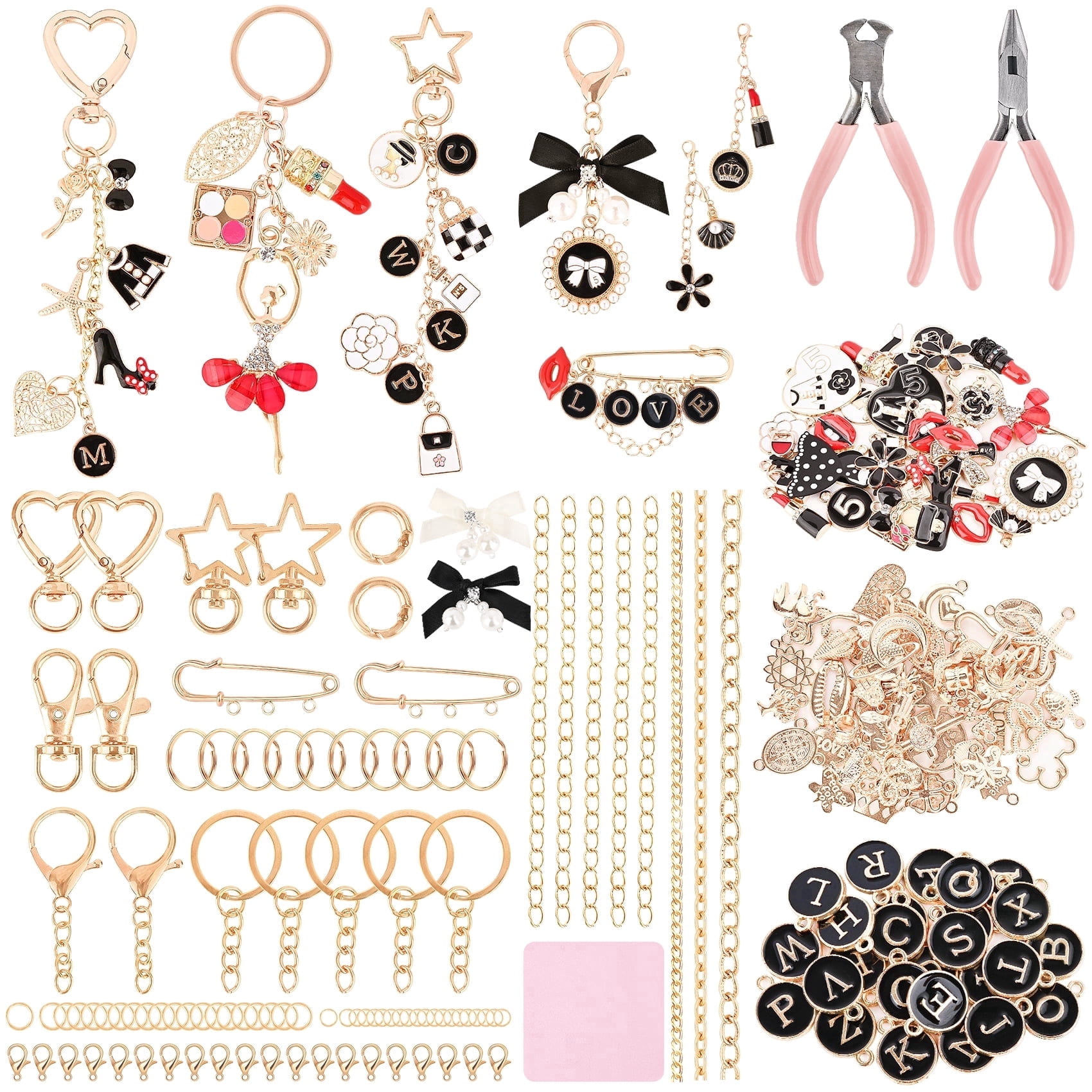 477PCS Lip Gloss Keychain Making Kit ,DIY Keychain Supplies, Bag Charm Kit, Charms for Jewelry Making, Bracelet Making ,Personalized Gifts for Friends Small Business