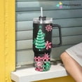 thumbnail image 4 of Pastel Christmas Tree Black Tumbler 40Oz With Handle - Insulated Tumbler Holiday Coffee Travel Mug for Tea, Latte, Hot Chocolate - Seasonal Xmas Gifts for Women, Men, Coworker or Friends, 4 of 6