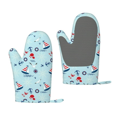 

Lukts Sailboats Anchors for Silicone Anti-Scalding Gloves Kitchen Lanyard Gloves for Grilling Baking Cooking