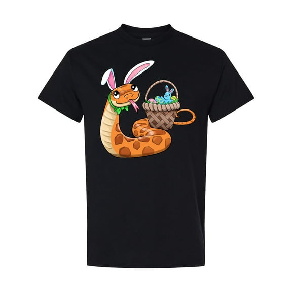 Inktastic Easter Cute Snake with Basket and Bunny Ears T-Shirt