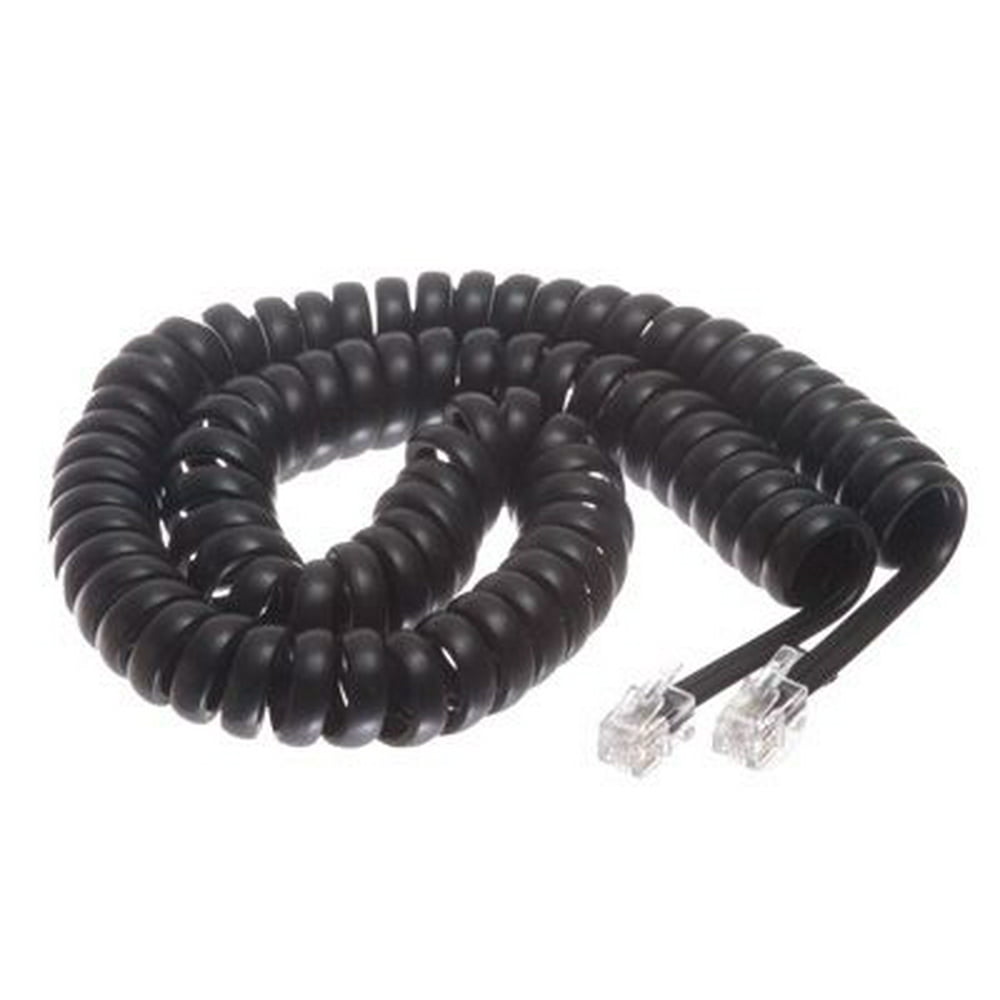 ECore Cables 15700012 FBK Black Coiled Telephone Handset Cord 12