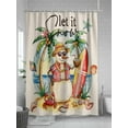 thumbnail image 5 of Christmas Snowman Standard Shower Curtain Set, Waterproof Shower Curtains for Bathroom, Winter Coastal Beach Palm Tree on Linen Washable Fabric Cloth Bath Curtain for Bathtub with Hooks 72x72 Inches, 5 of 6