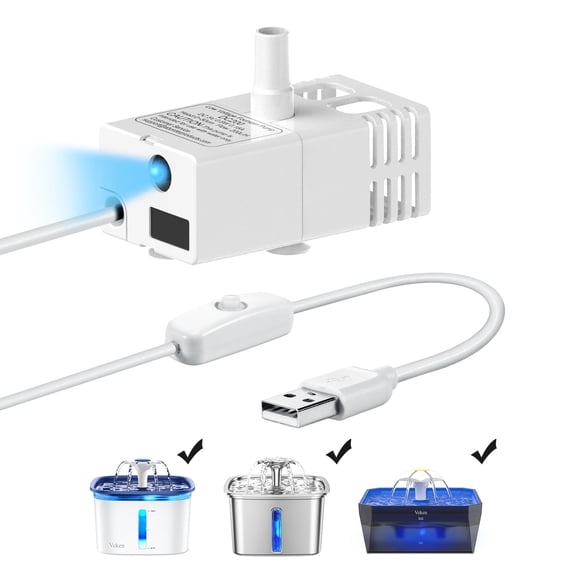 Replacement Pump for 50oz and 95oz Pet Fountain Cat Water Fountain Dog Water Dispenser Ultra Quiet Long Lifespan Water Pump, USB Cable, LED Lights